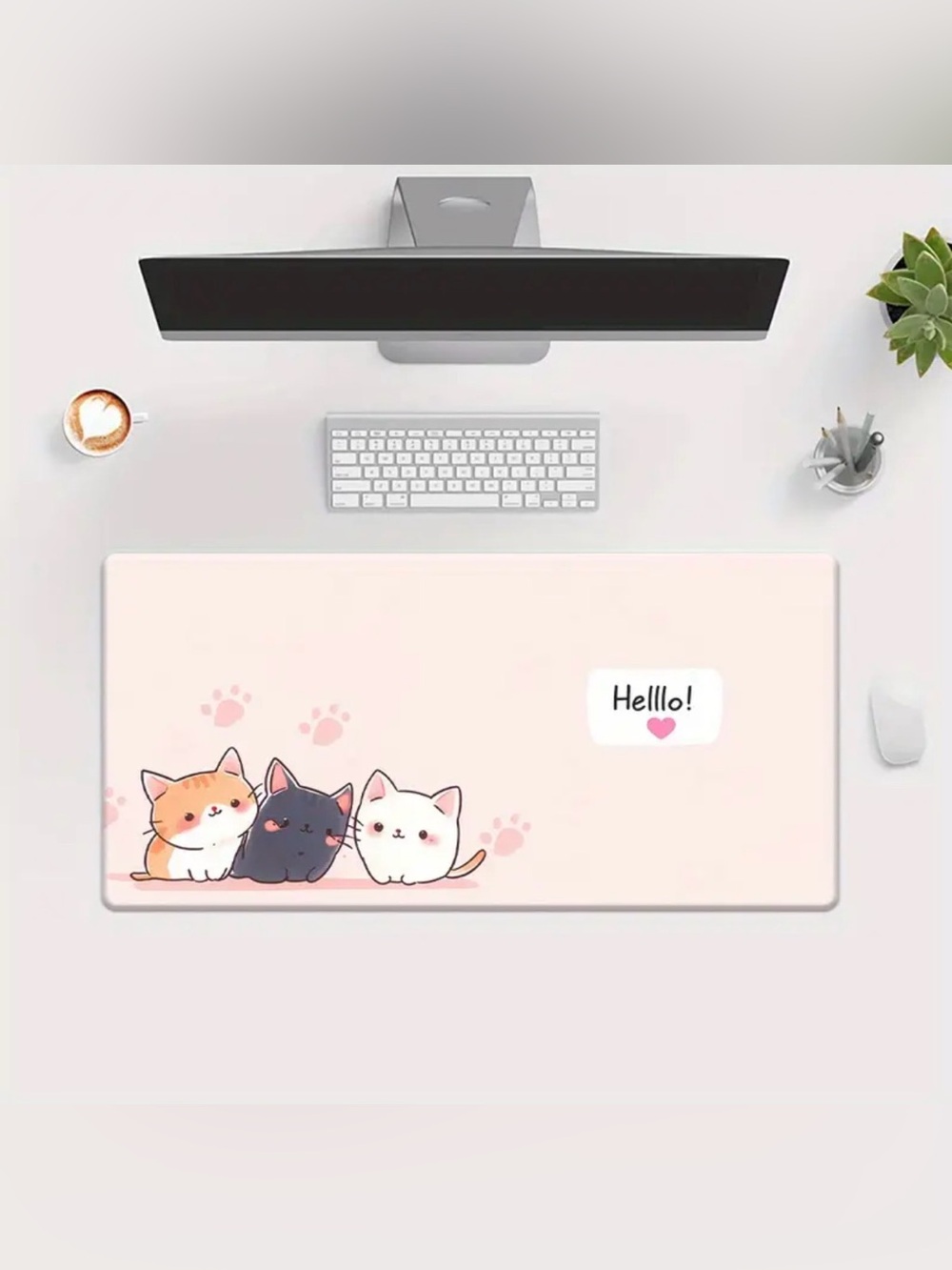 Pink Cat Design Keyboard Pad - Large NWT